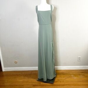Lulus Sage Green Square Neck Maxi Dress Slit Remarkable Arrival Formal Size 1X